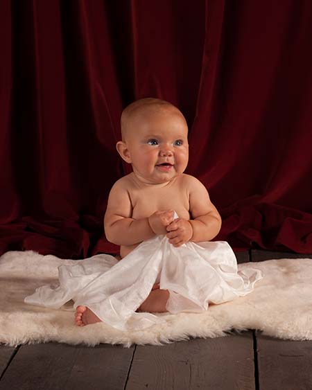 baby emily on her extra large sheepskin