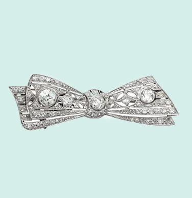 Diamond Bow Brooch