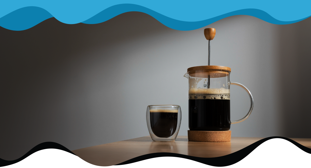 French press with wooden lid