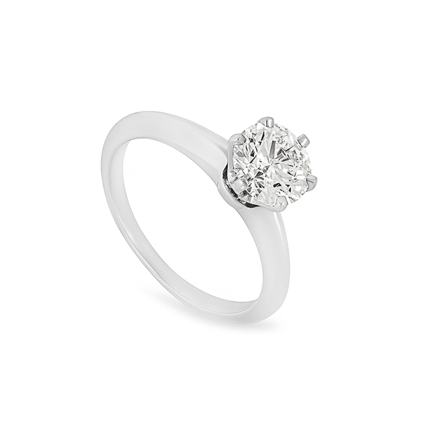 Tiffany Setting Platinum Round Brilliant Diamond Ring, 1.05 ct