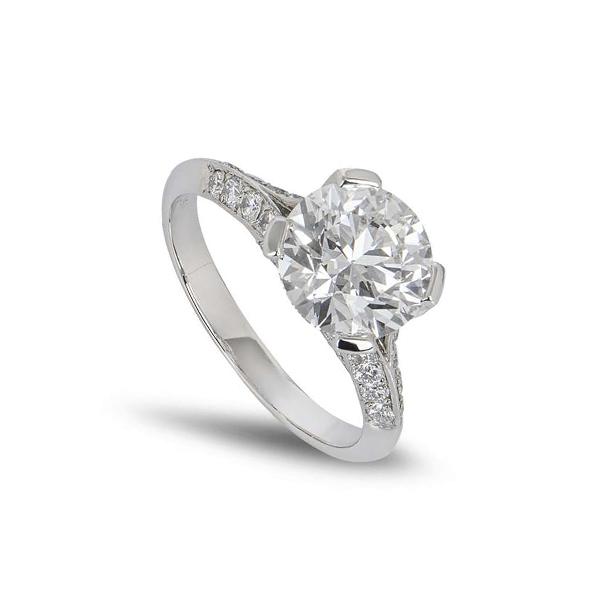 Tiffany Setting Platinum Round Brilliant Diamond Ring, 2.23 ct