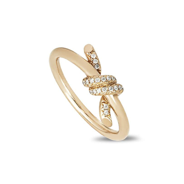 Tiffany Knot Double Row Ring in 18k Rose Gold with Diamonds