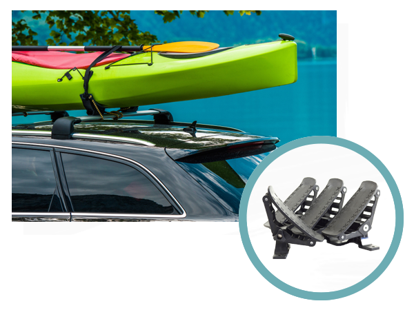 Kayak on roof rack upside online down