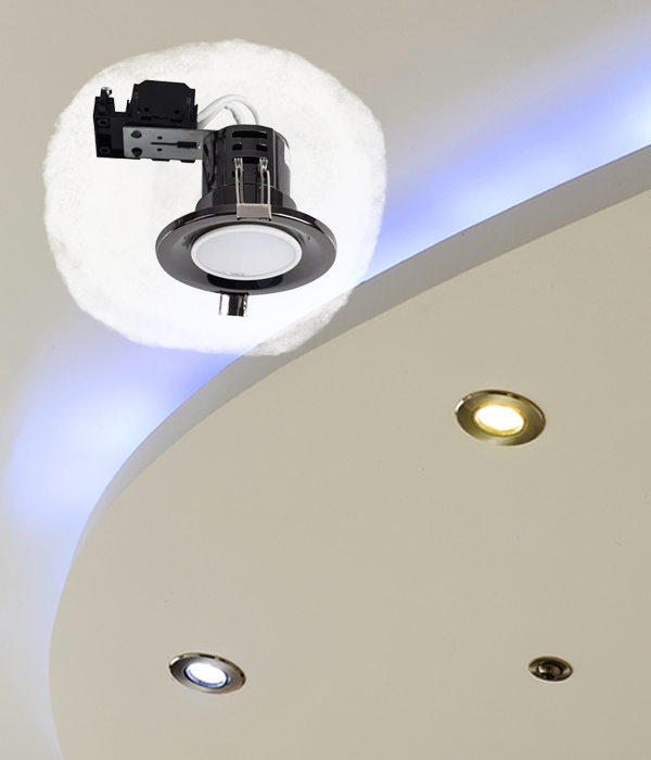 fire-rated LED downlight with a black finish